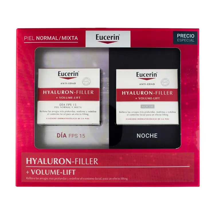 Eucerin Hyaluron-Filler + Volume-Lift Pack Crema de Día Piel Normal y Mixta 50ml + Crema de Noche 50ml